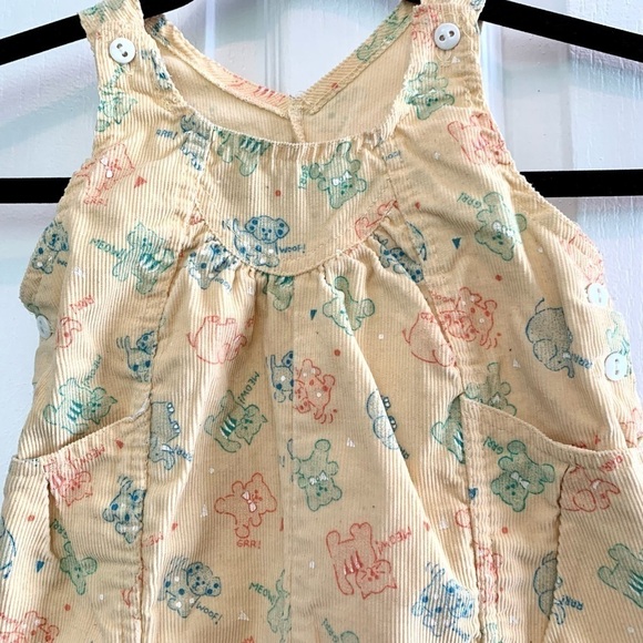 Vintage Healthtex corduroy overalls jumpsuit romper animal print gender neutral - Picture 3 of 7